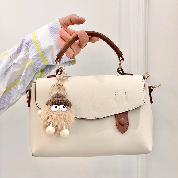 Chic Cream Satchel with Brown Details - Picture 1 of 2